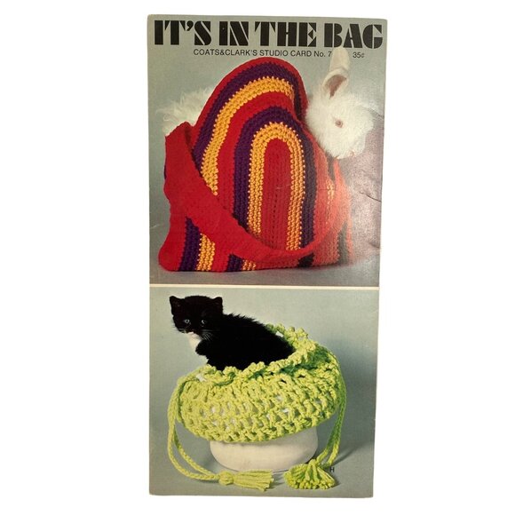 1970s Coats Clark Crochet Patterns Booklet Studio Card No7 Its In The Bag Vtg - Picture 4 of 8